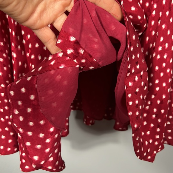 Rebecca Taylor Silk Blurry Heart Red Button Up Dress size 0 - Picture 15 of 17